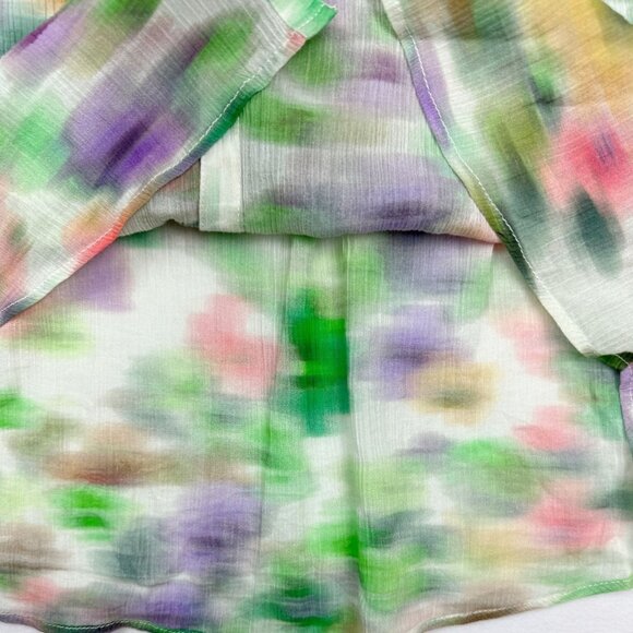 Pilcro XL-Petite Womens Watercolor Button-Down Blouse Tie Dye Oversize - Picture 9 of 10